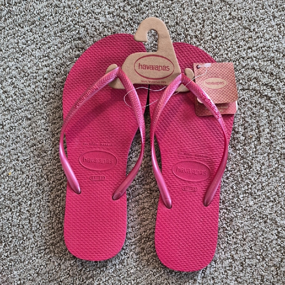 Havaianas Pink Slim Strap Flip Flops